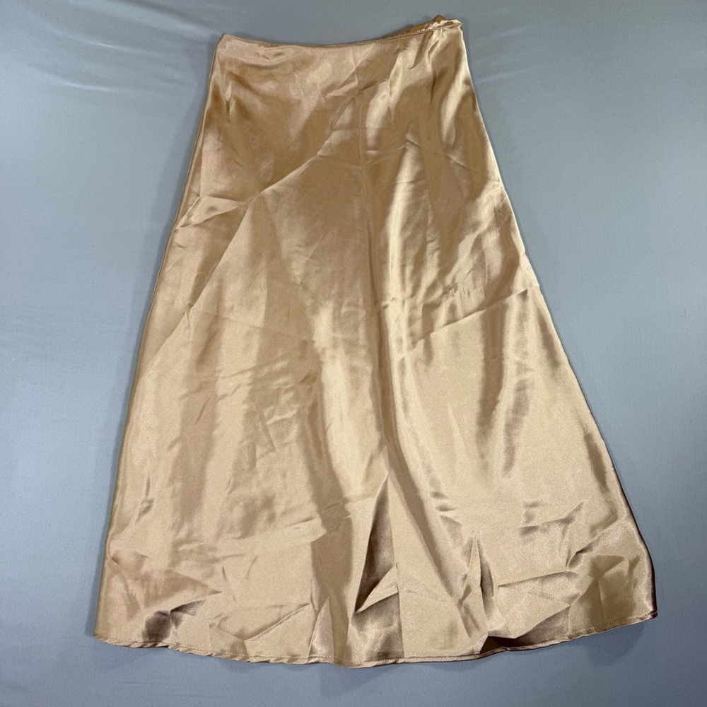Altar'd State Midi Skirt Womens XS Gold Satin Romantic Balletcore Holiday Party